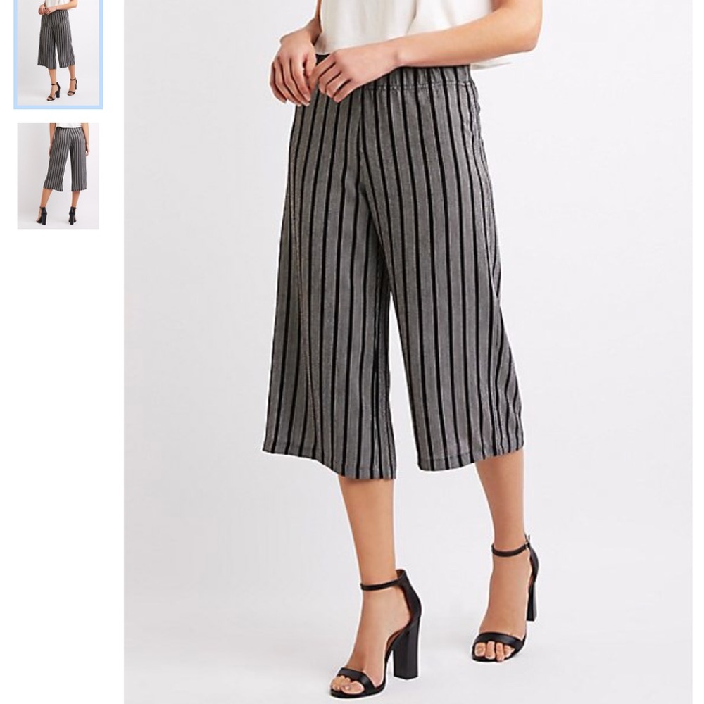Charlotte Russe Plus Size Stripe Culotte Crop Pant